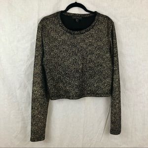 Gold Cropped Long Sleeve F21+ Top Sz 3X